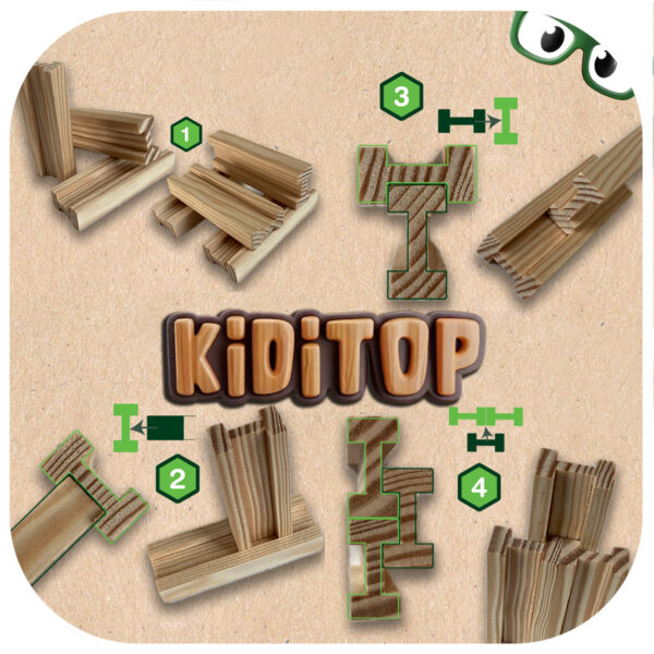 Illustration of the Kiditop board pack, wooden toys for children, Pack Cerf.